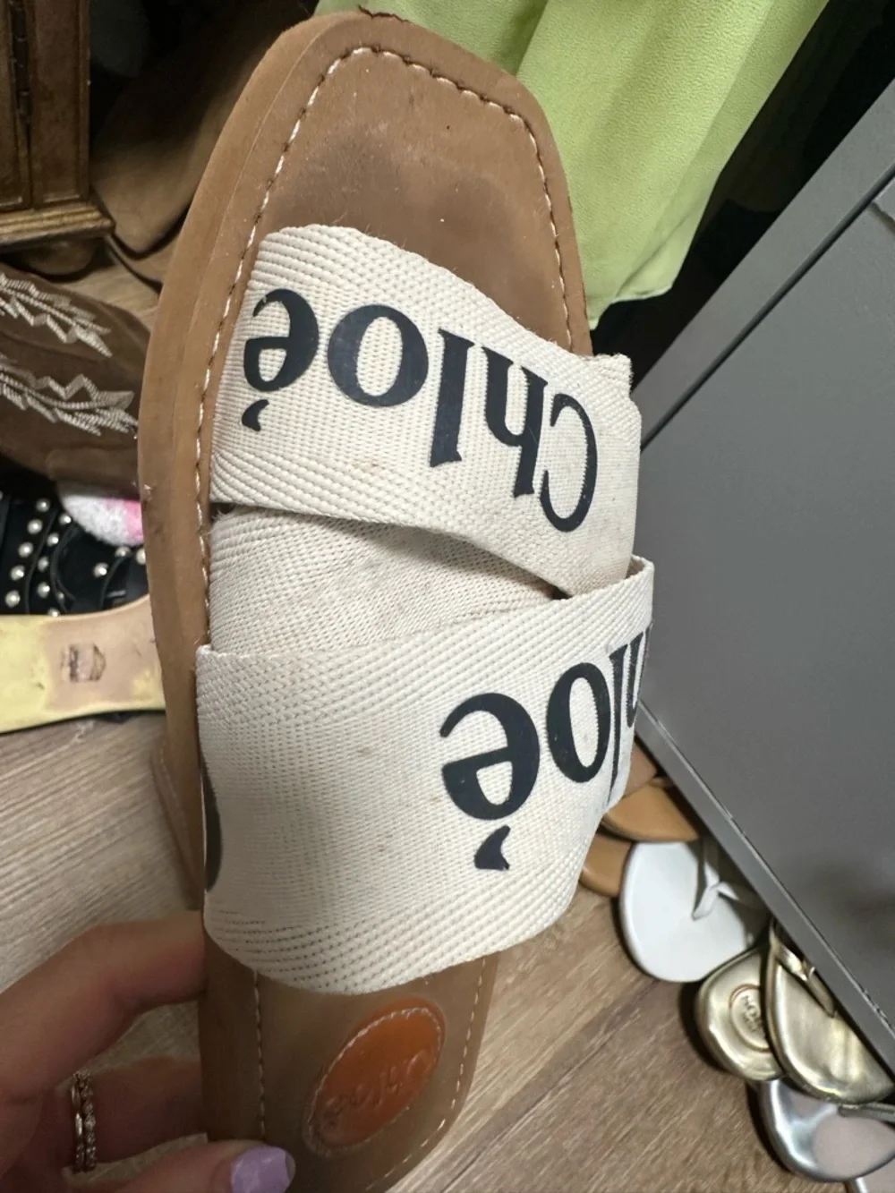 Chloe Logo Canvas Slide Sandal woody - Picture 5 of 7